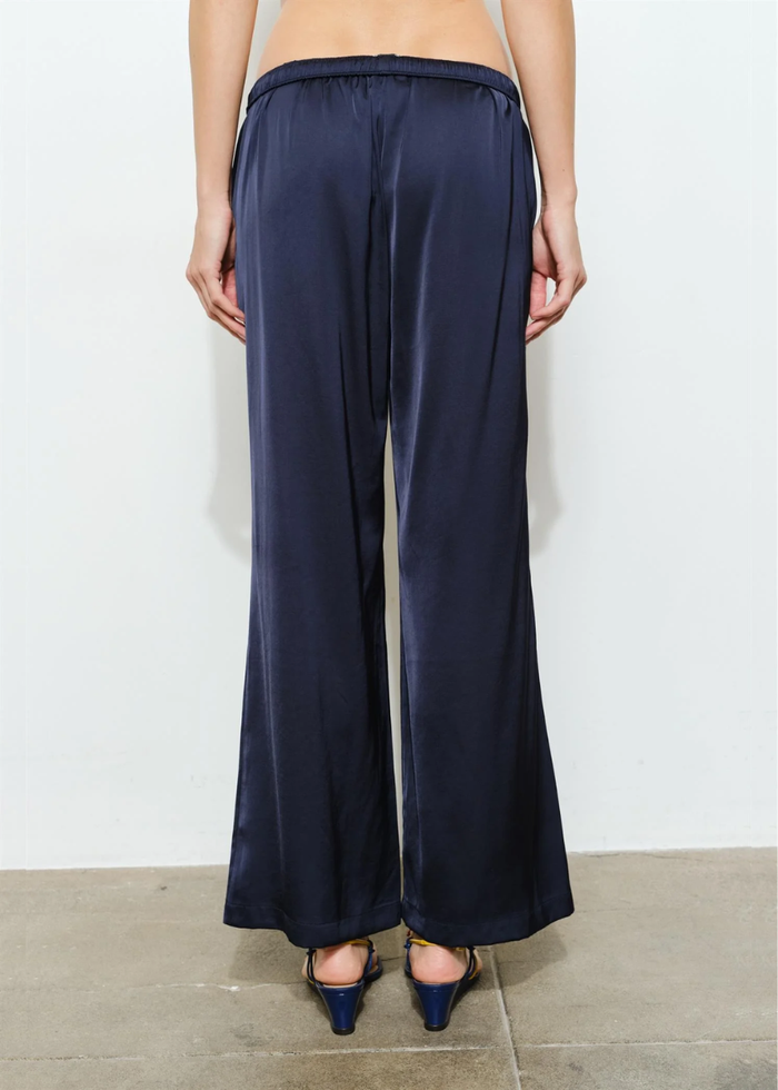 Fiona Satin Track Pants - Navy