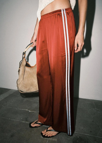 Fiona Satin Track Pants - Red