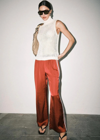 Fiona Satin Track Pants - Red