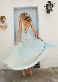 Catania Pleated Maxi Dress - Turquoise