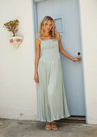 Catania Pleated Maxi Dress - Turquoise