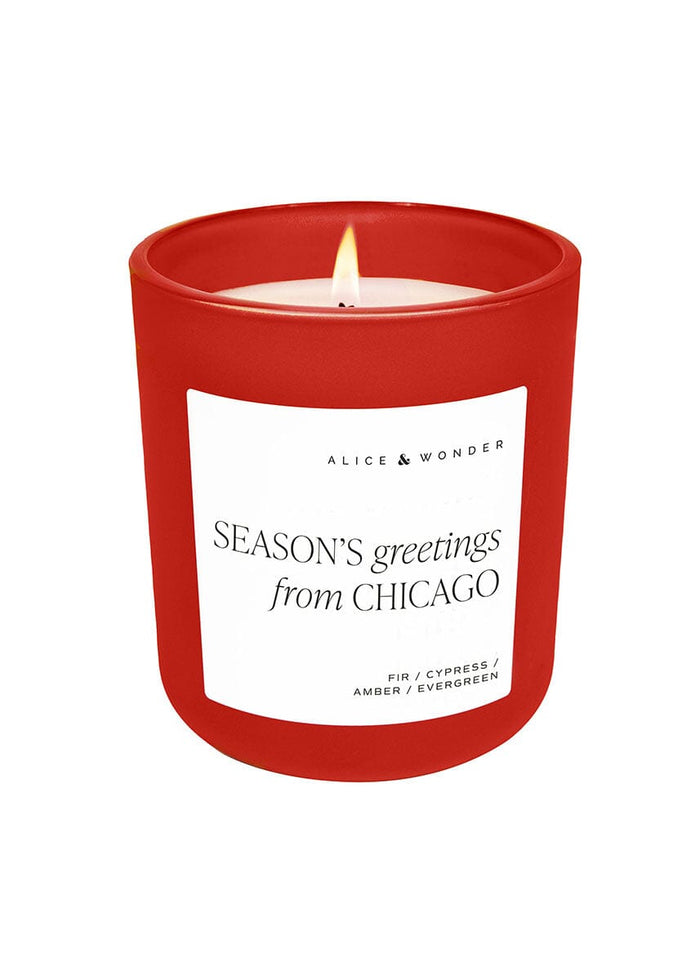 Season's Greetings From Chicago Soy Candle - Red 15oz