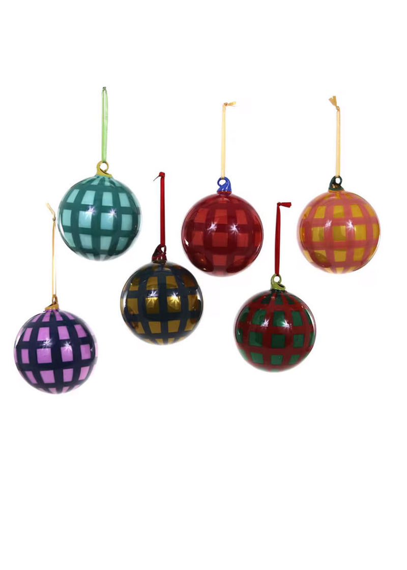 Large Jolly Gingham Bauble Ornament