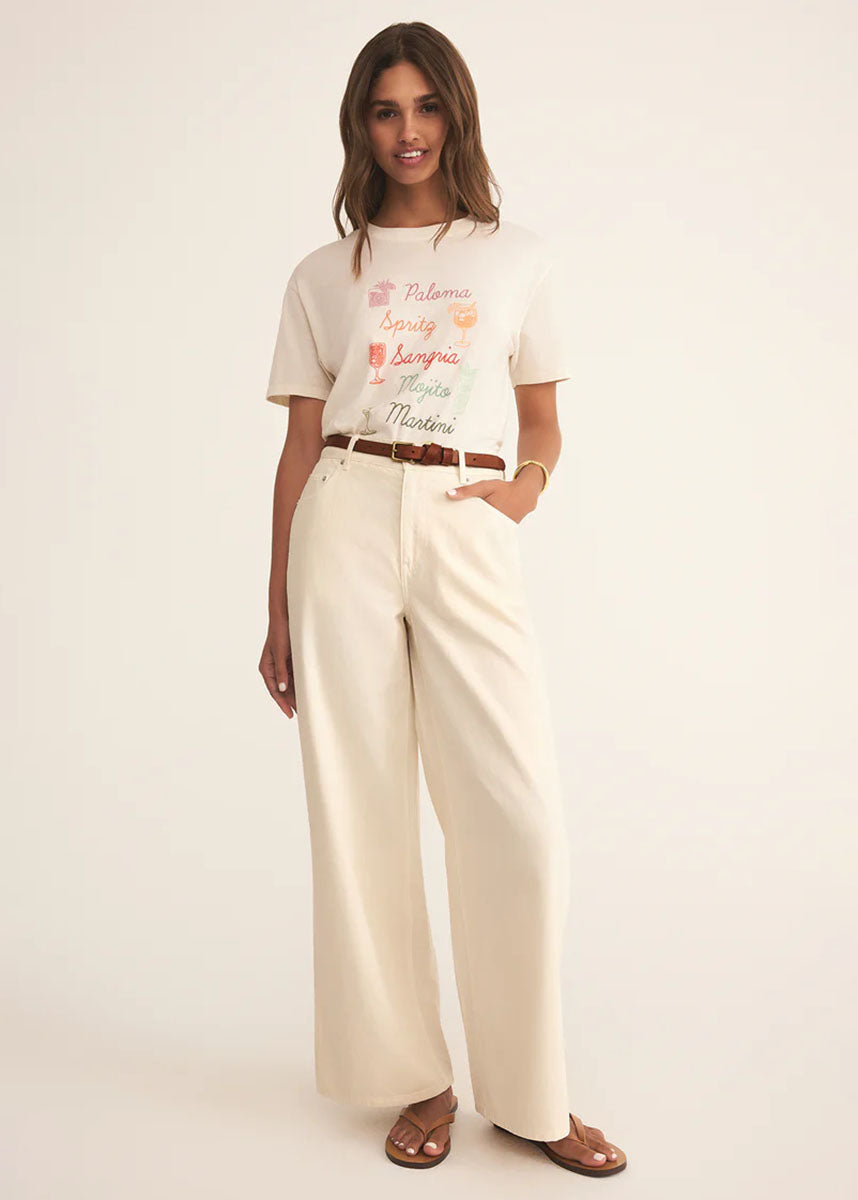 Cocktails Boyfriend Tee - Sea Salt