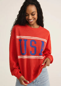 USA Sunday Sweatshirt - Cabana Red