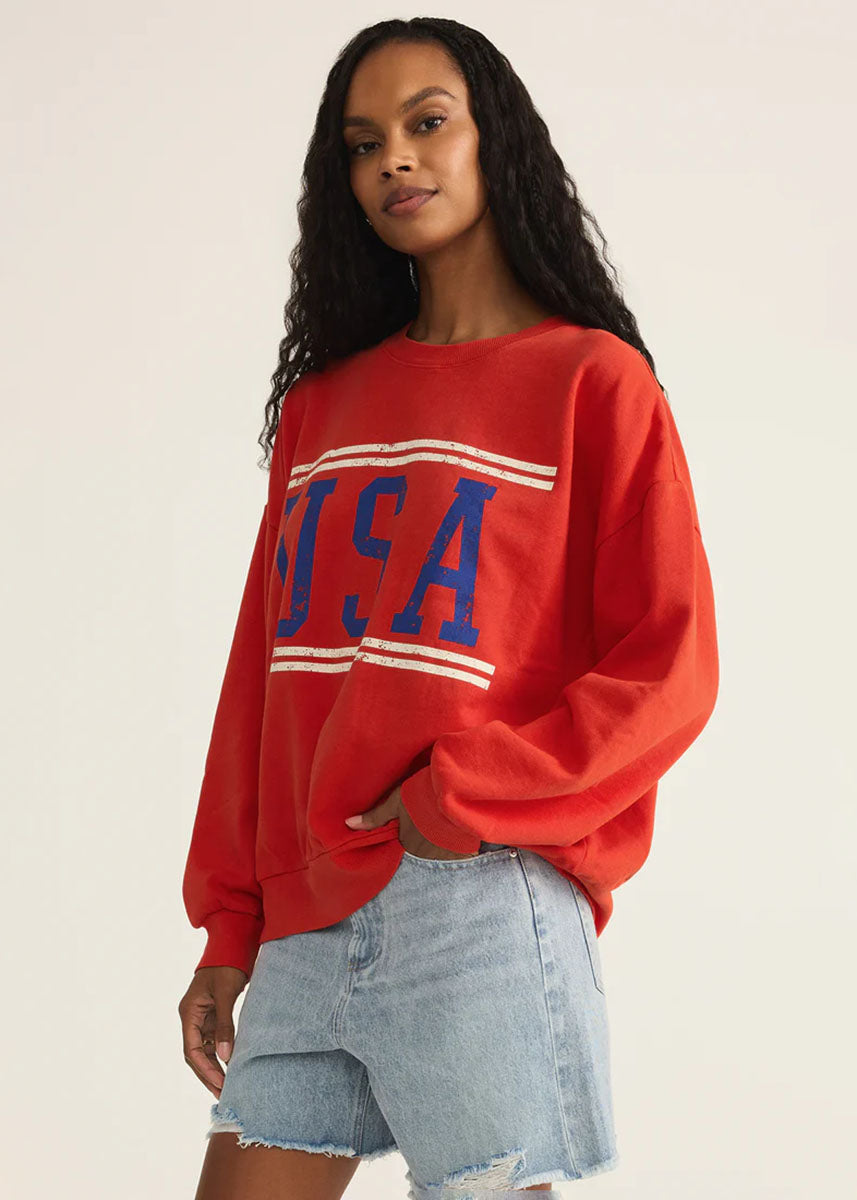 USA Sunday Sweatshirt - Cabana Red