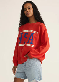 USA Sunday Sweatshirt - Cabana Red