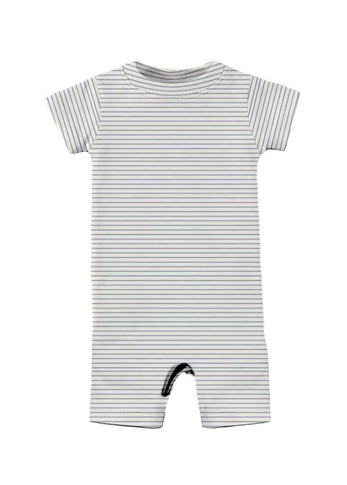 Cotton Shortie Romper - Blue Stripe