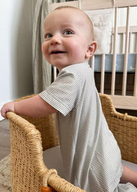 Cotton Shortie Romper - Blue Stripe