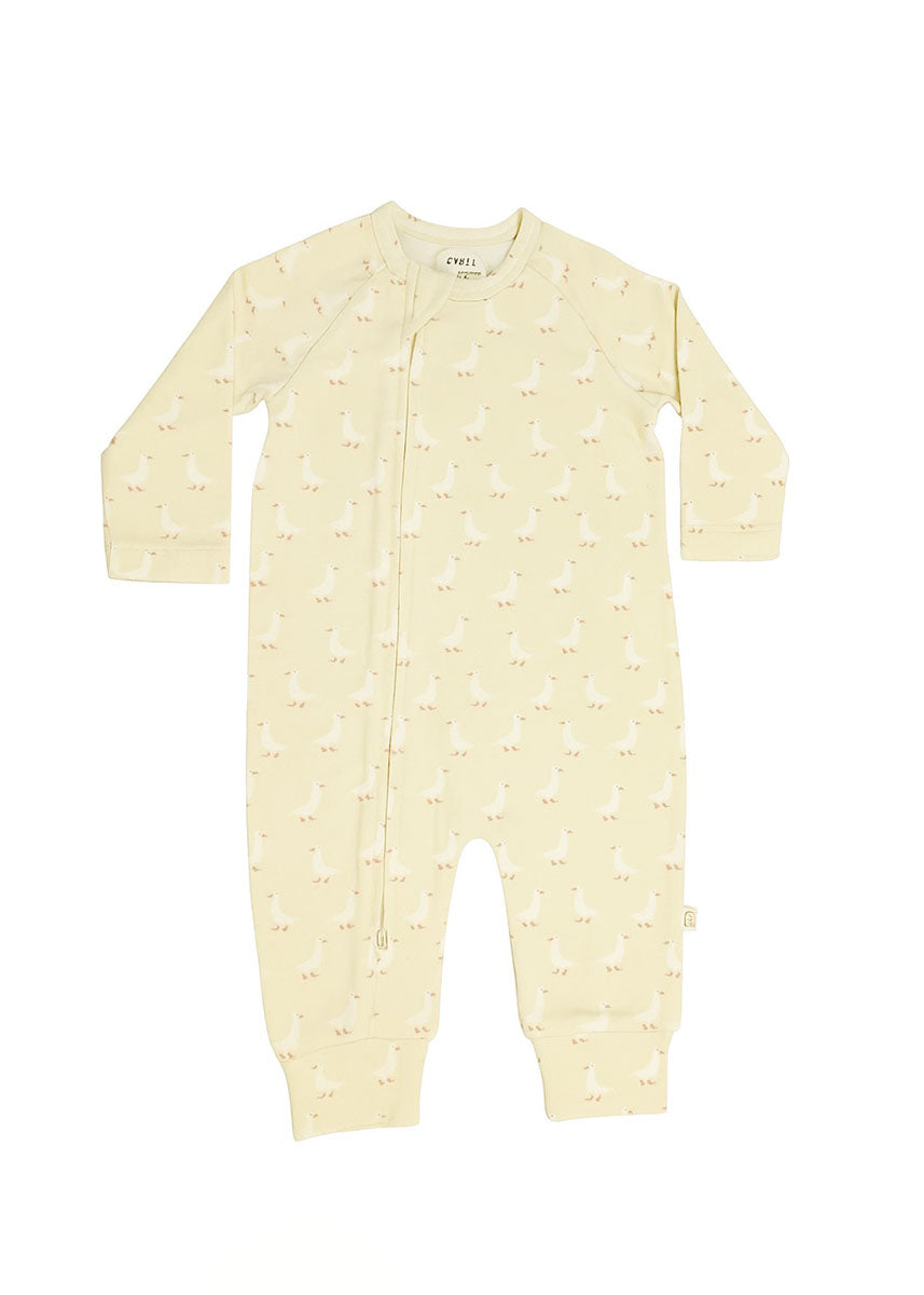Organic Cotton Playsuit - Taupe Geese