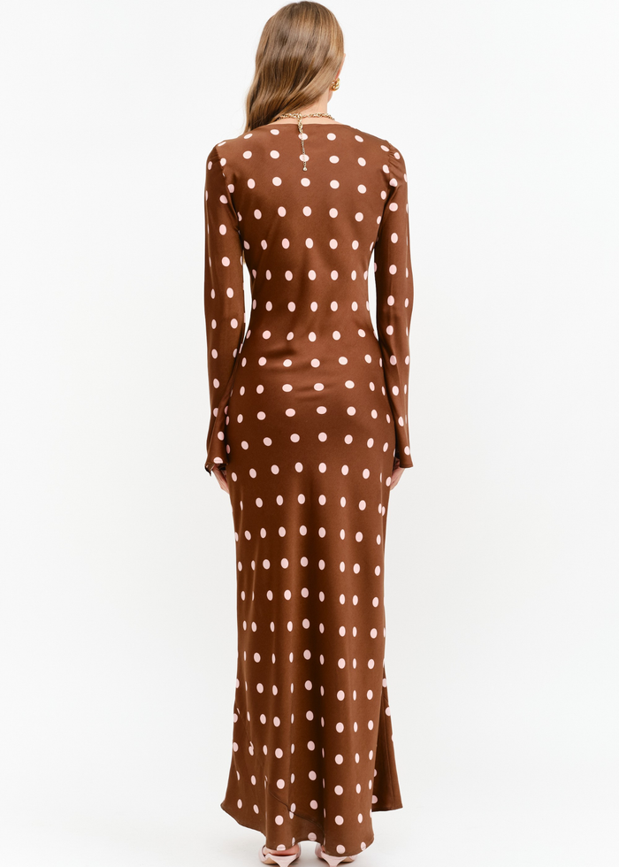 Georgie Polka Dot Dress - Brown