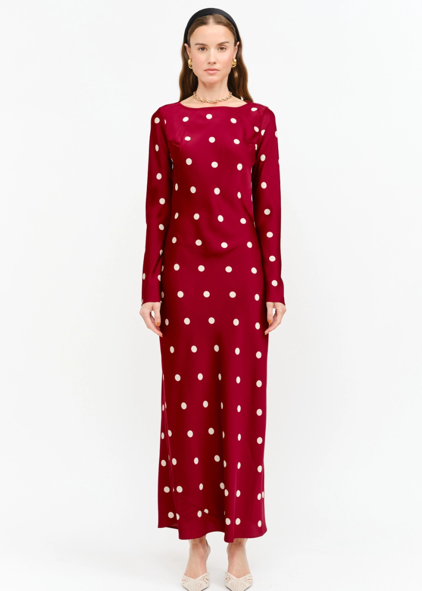 Georgie Polka Dot Dress - Wine