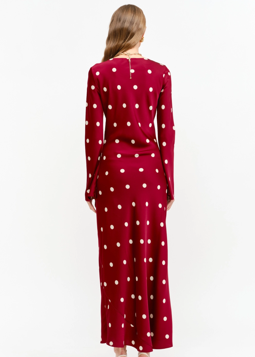 Georgie Polka Dot Dress - Wine
