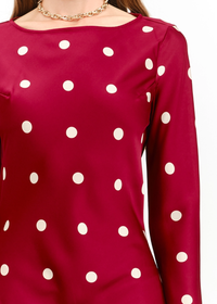Georgie Polka Dot Dress - Wine