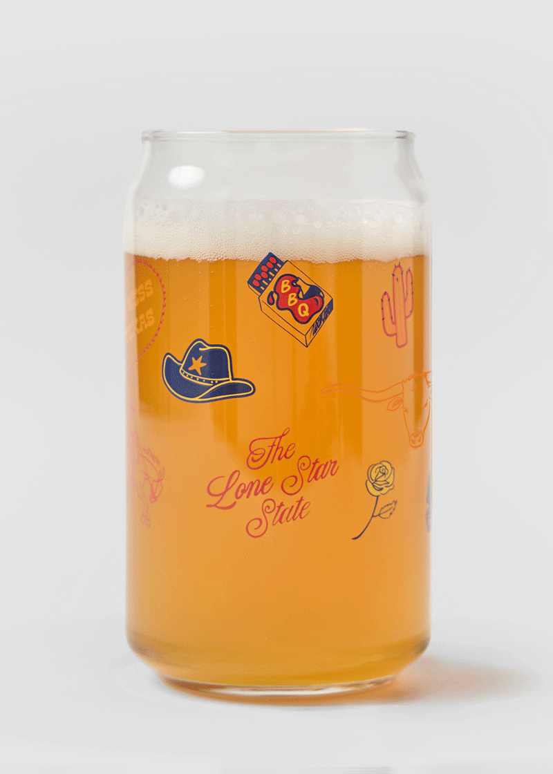 Texas Icons Can Glass