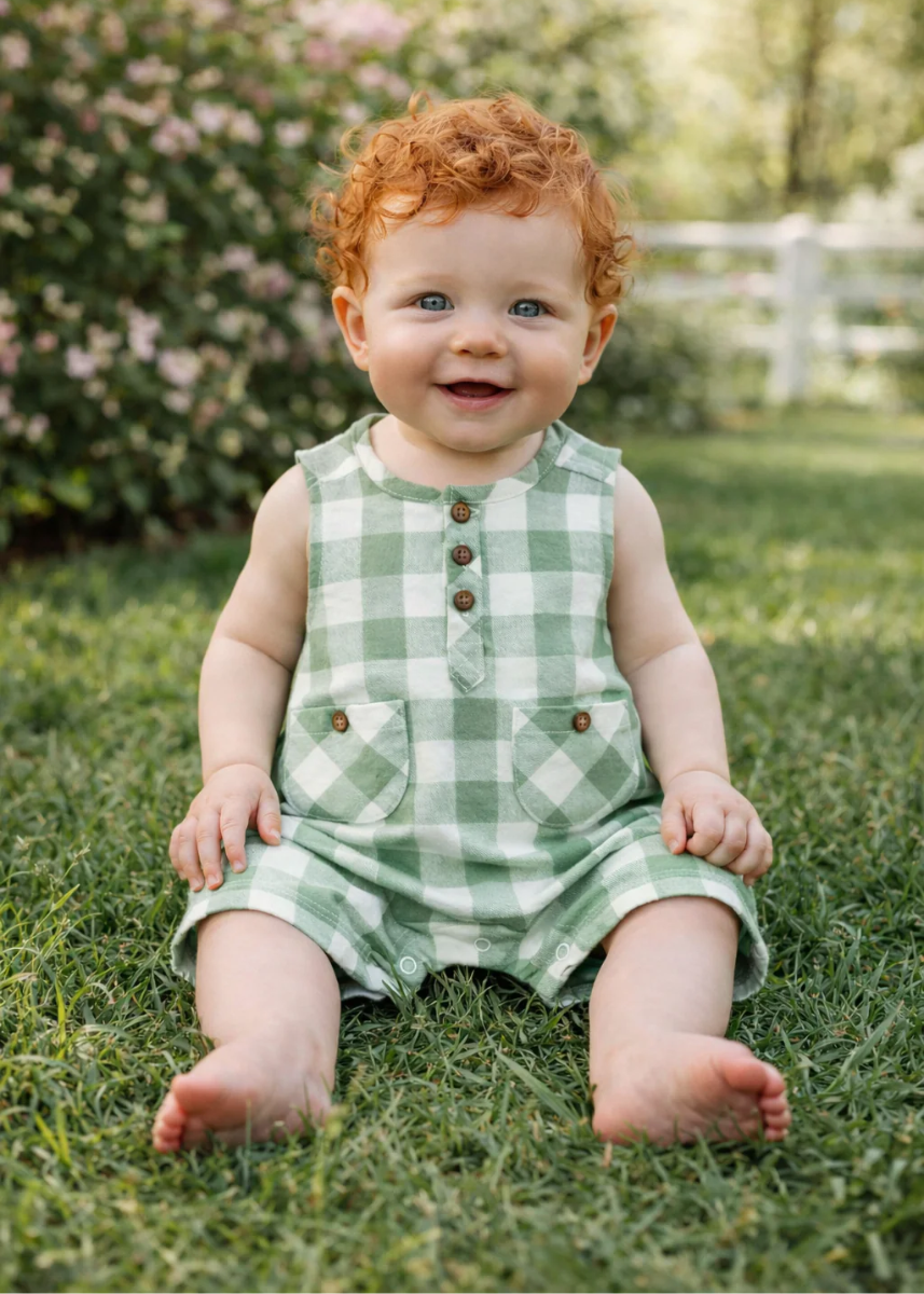 Green Check Romper