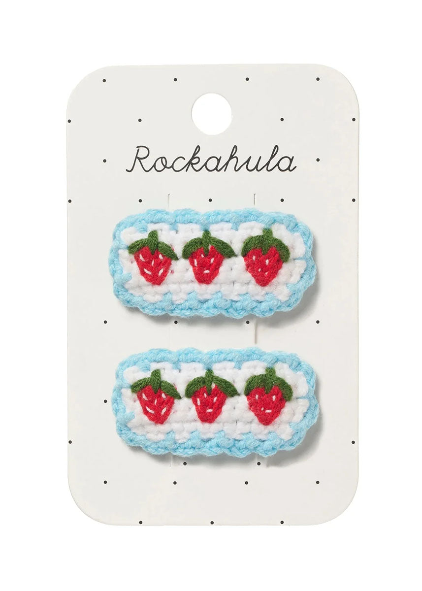 Crochet Strawberry Frill Clips