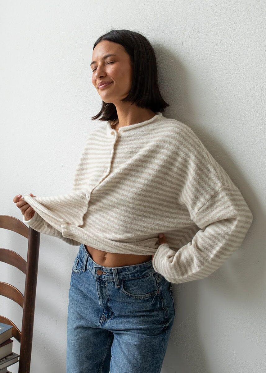 Piper Mini Striped Cardigan - Cream