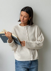 Piper Mini Striped Cardigan - Cream