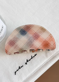 Half Moon Vintage Plaid Hair Claw