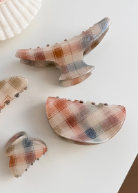Half Moon Vintage Plaid Hair Claw
