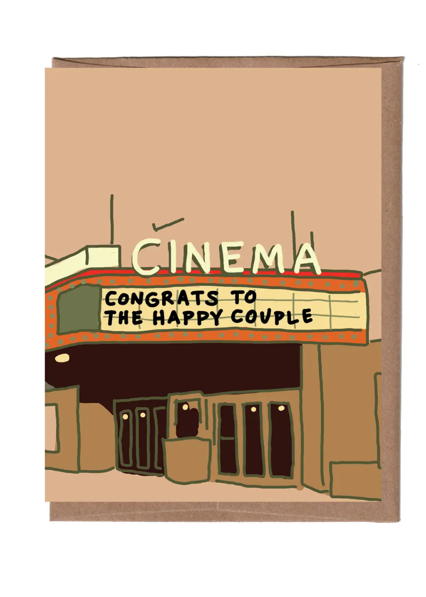 Happy Couple At The Cinema Wedding Card