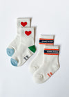 Mini Chicago Crew Sock (2-Pack) - Heart Chi & Triple Stripe Navy & Orange