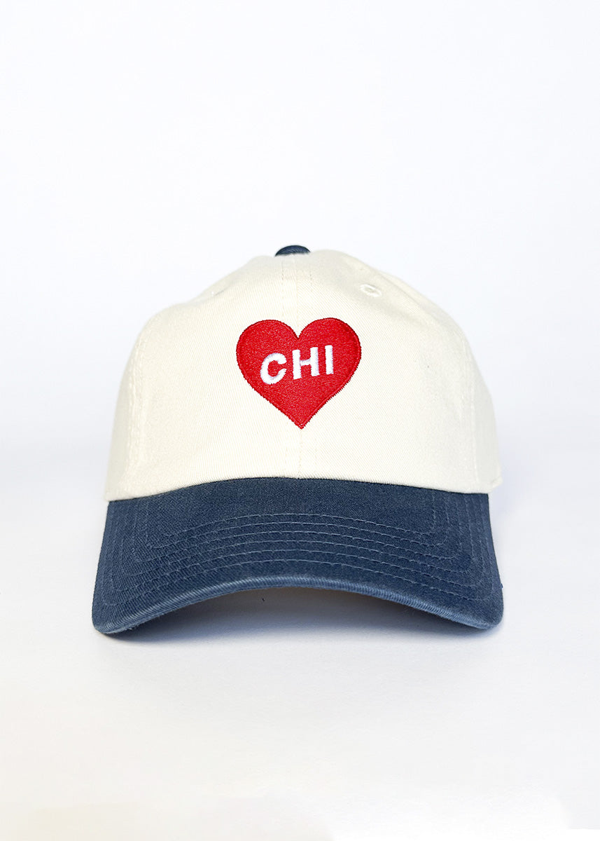 Youth Chi Heart Icon Hat - Ivory & Breaker Blue