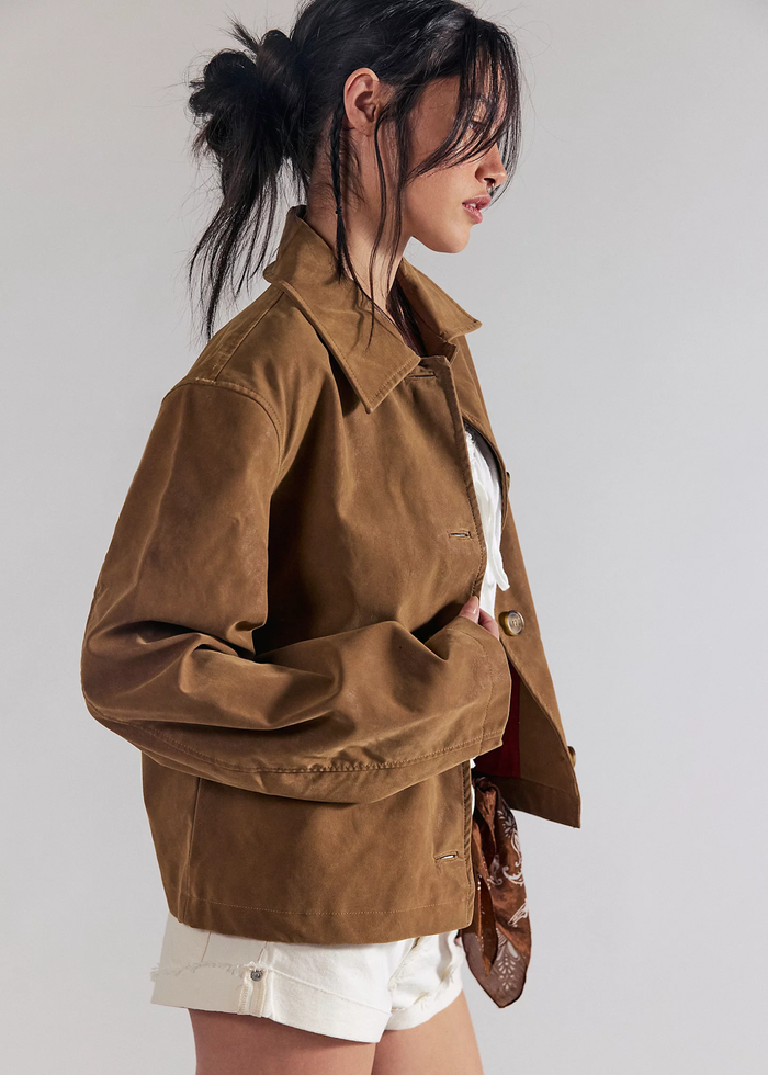 Hera Vegan Suede Jacket - Caramel Cafe