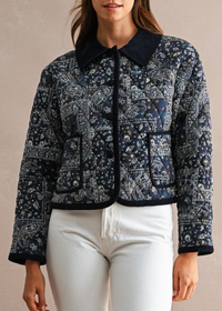 Hollie Quilted Paisley Jacket - Navy