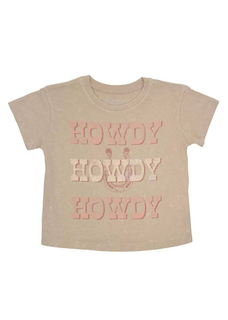 Howdy Girls Boxy Tee - Mineral Wheat