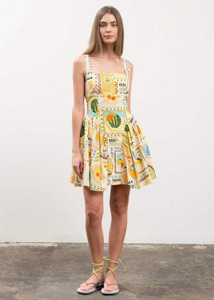 Clementine Corset Mini Dress - Orange Multi