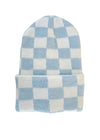 Baby's First Hat - Baby Blue/Warm White Checkerboard