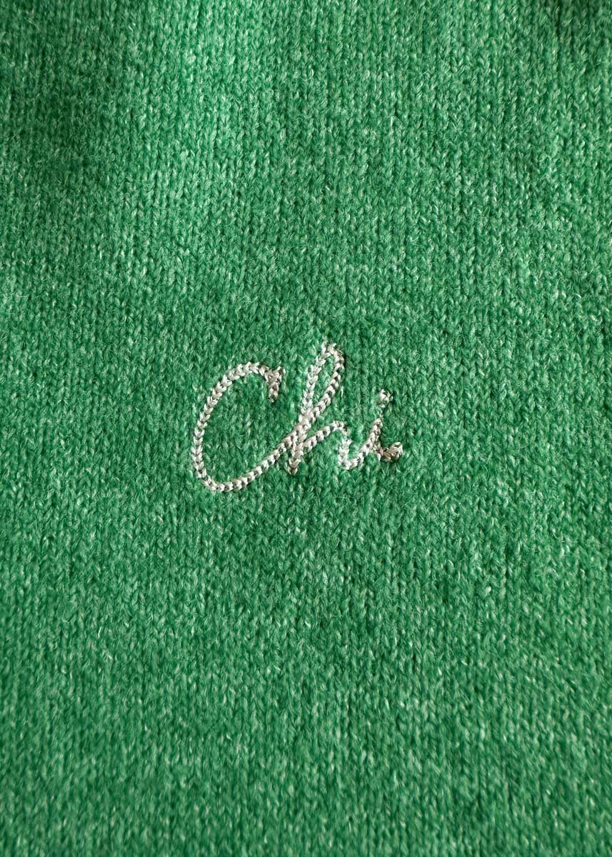 Chi Embroidered Piper Cardigan - Kelly Green