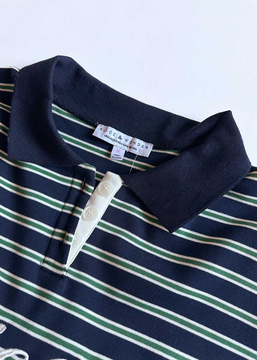 Chicago Script Striped Polo Shirt