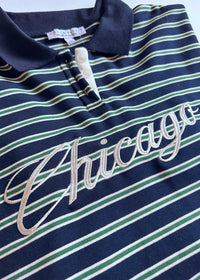 Chicago Script Striped Polo Shirt