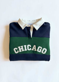 Chicago Color Block Polo Sweatshirt - Navy & Green