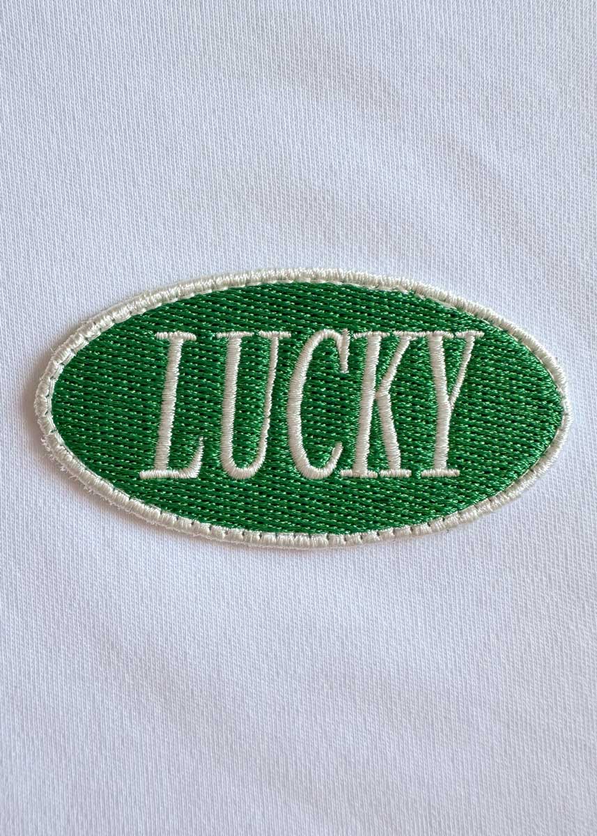 Lucky Embroidered Patch Baby Tee