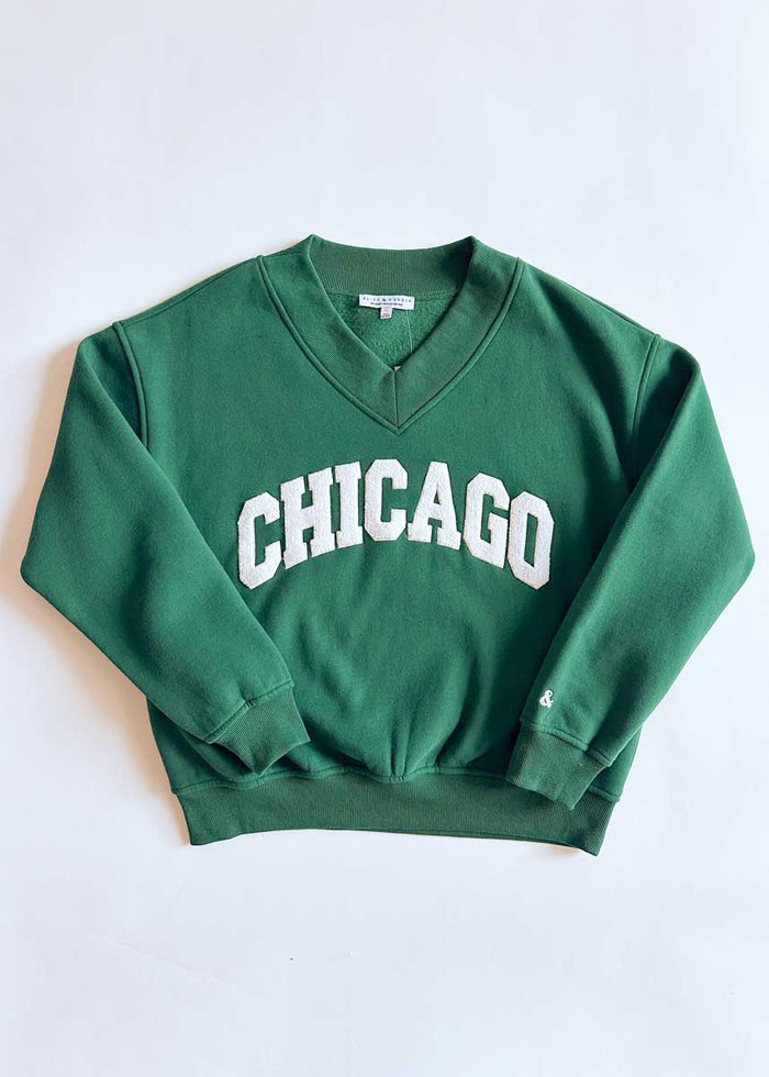 Chicago Boucle V-Neck Sweatshirt - Green