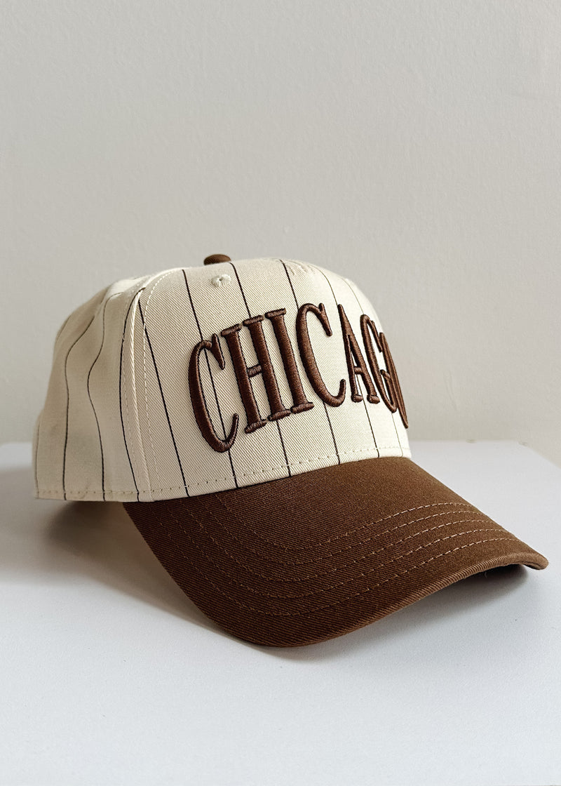 Chicago Puff Pinstripe Baseball Cap - Espresso