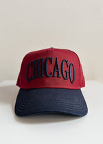 Chicago Puff Baseball Cap - Burgundy & Navy