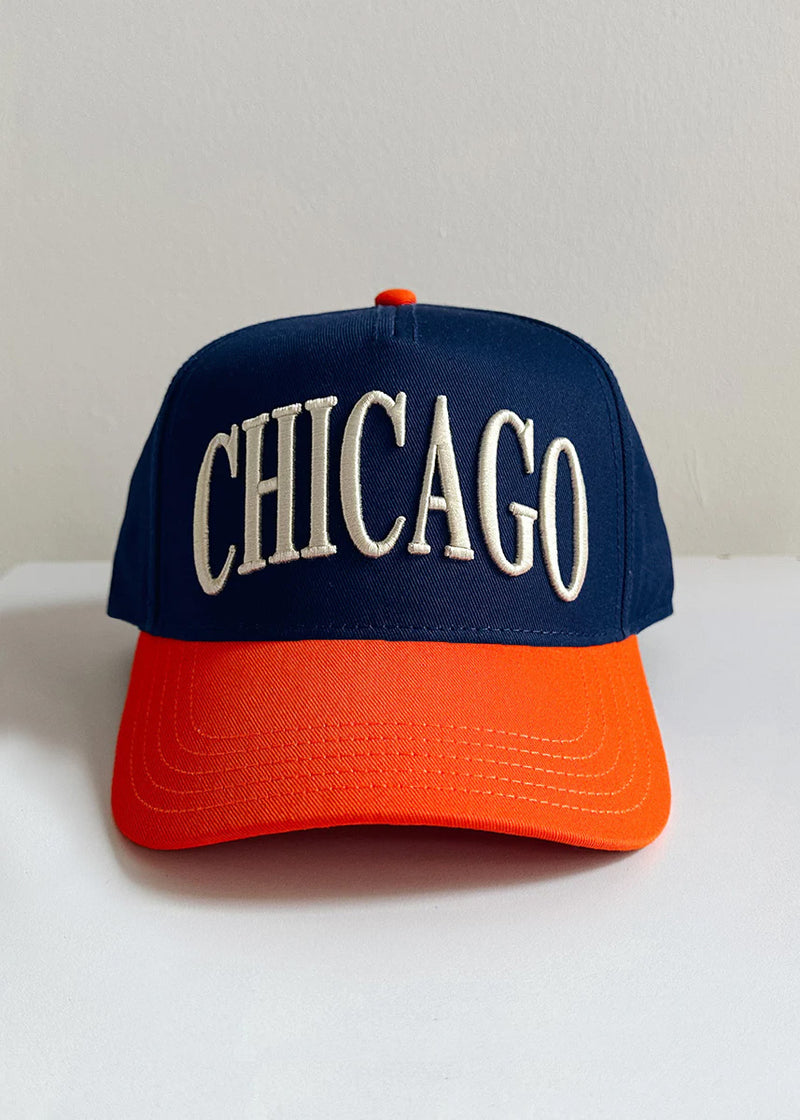 Chicago Puff Baseball Cap - Orange & Navy