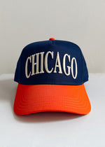 Chicago Puff Baseball Cap - Orange & Navy