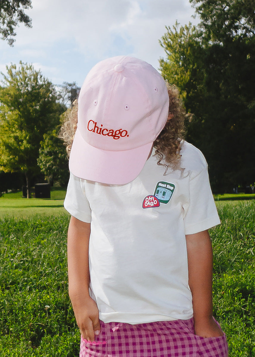 Toddler Chicago. Dad Hat - Pink & Red