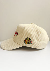 Chicago Forever Wide Whale Cord Hat - Blackhawks