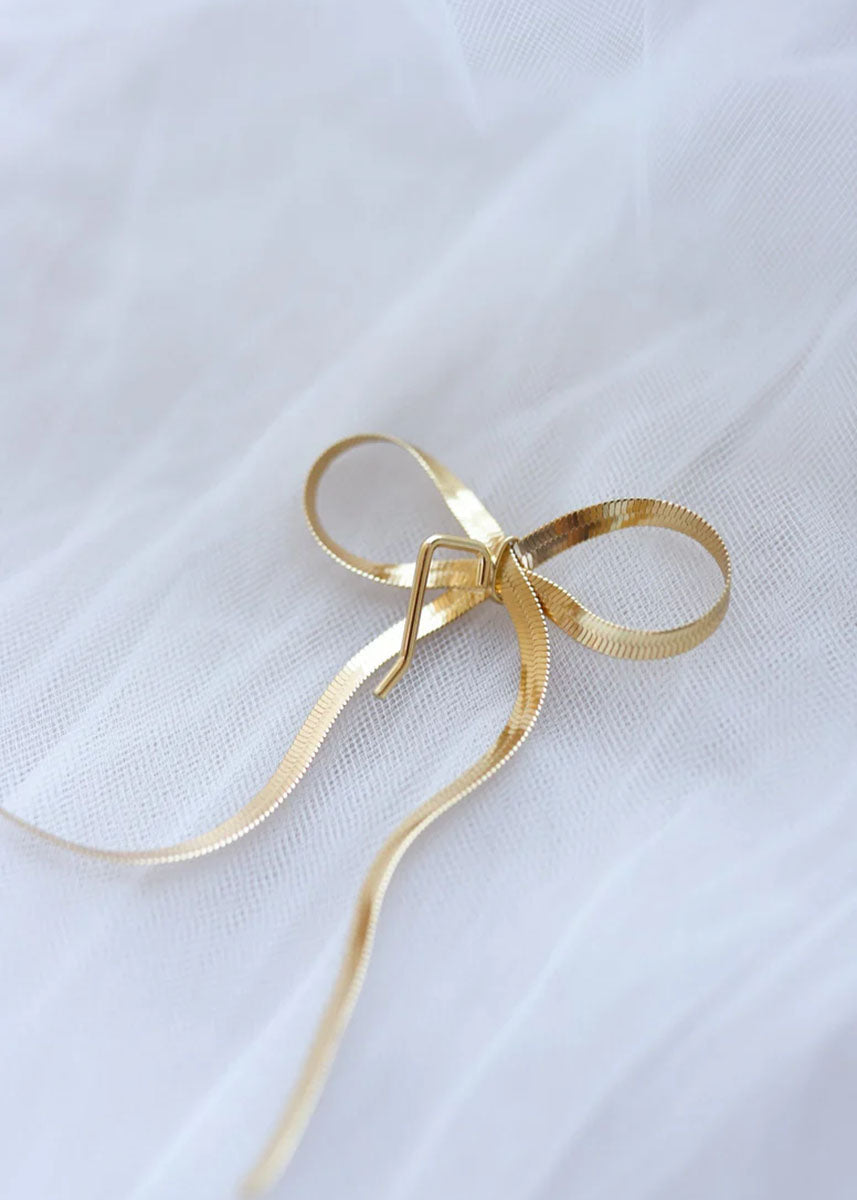 Bow Ponytail Hair Cuff - Gold