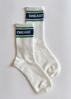 Chicago Triple Stripe Long Crew Sock - Navy & Green