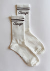 Chicago Script Long Crew Sock - Espresso