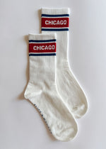 Chicago Triple Stripe Long Crew Sock - Maroon & Navy