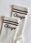 Chicago Script Long Crew Sock - Espresso